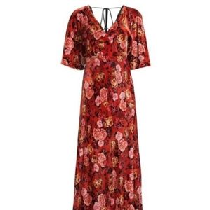 Johnny Was Alanis Dress Floral Print Velvet Kimono Sleeve Maxi Long $565 - NWT